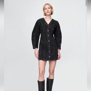 Gap Barrel Sleeve Denim Mini Dress in Black - Size Medium